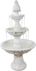 Sunnydaze 57' H Welcome 3-Tier Water Fountain - Large Electric Water Fountain with Pineapple Topper for Garden, Patio or Yard - White