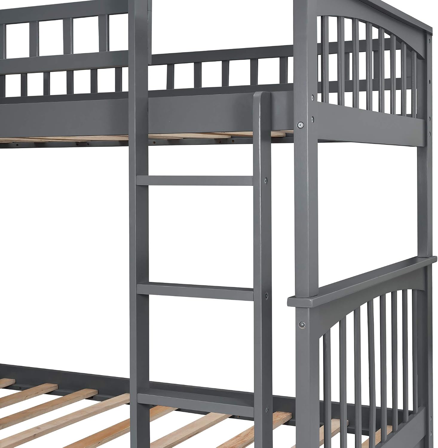 Harper & Bright Convertible Wood Twin-Over-Twin Bunk Bed with Storage Drawers and Ladder - Can Be Divided Into Two Daybeds (Grey)