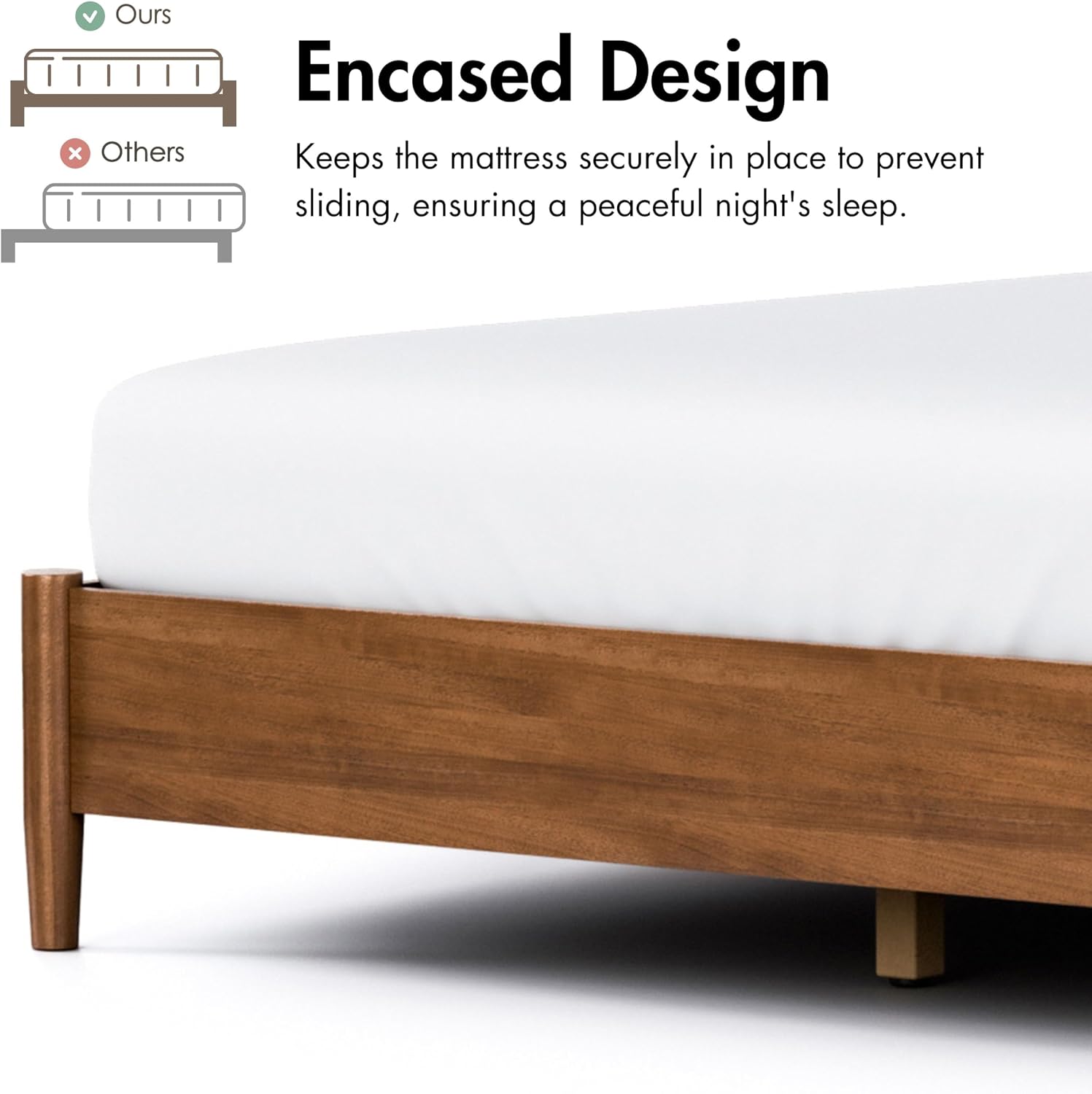 Furniture of America Wyatt Modern Solid Wood Bedroom Collection with Queen Bed Frame, Nightstands, Dresser with Mirror, Chest, No Box Spring Needed, Walnut, Standard Platform, 6-Piece Set