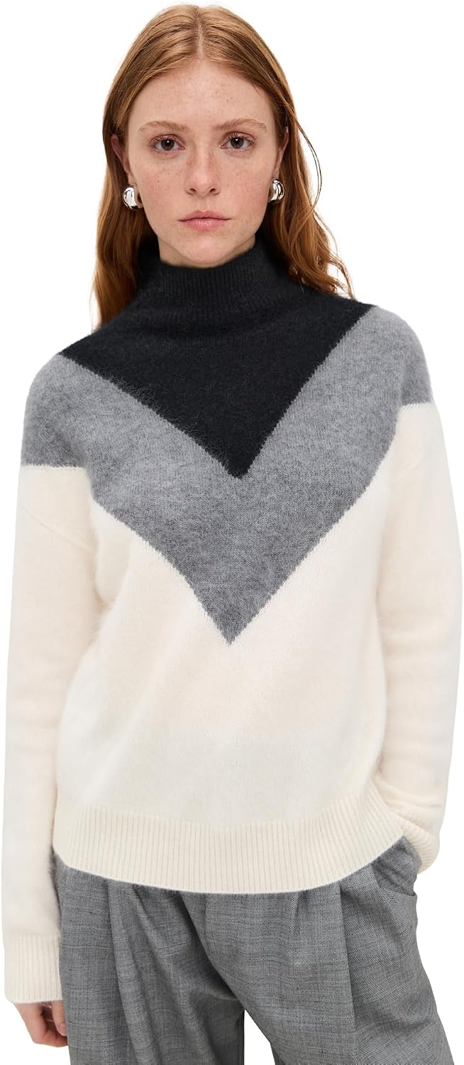 Theory Women's Cashmere Chevron Yoke Pullover