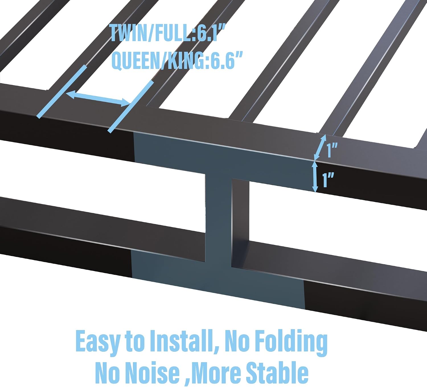 Bilily 6 Inch California King Bed Frame with Steel Slat Support,Low Profile King Metal Platform Bed Frame Support Mattress Foundation,Heavy Duty,No Box Spring Needed,Easy Assembly,Noise Free