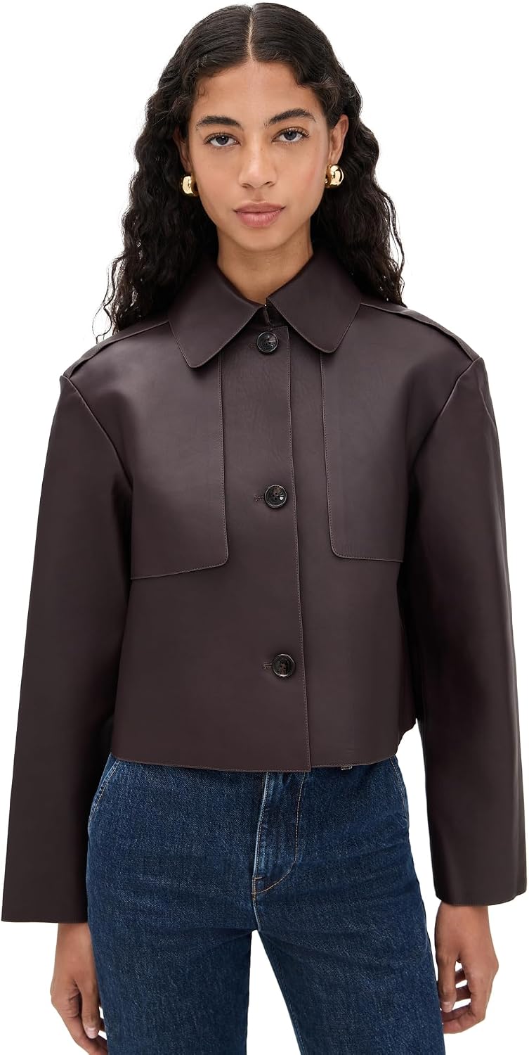 Theory Women's Crop Leather Trench Coat