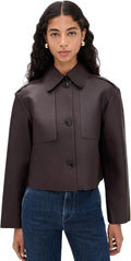 Theory Women's Crop Leather Trench Coat