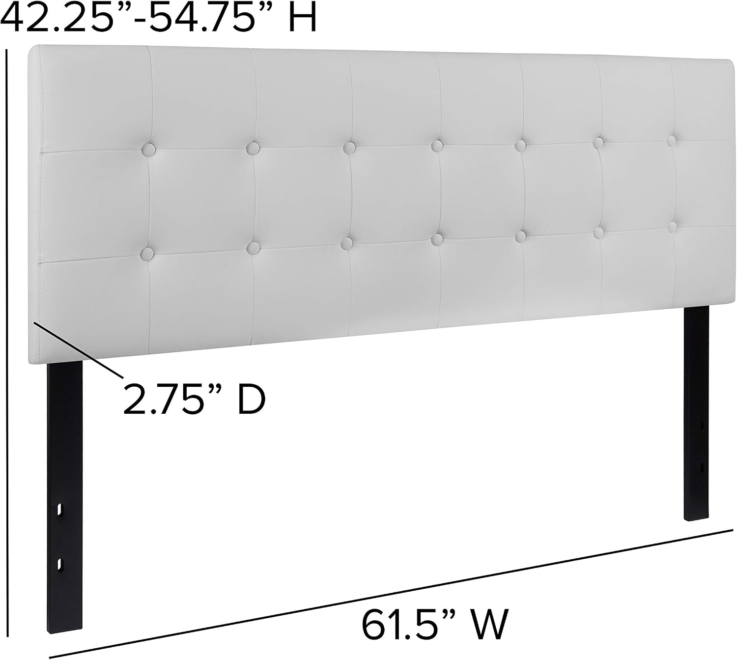 Flash Furniture Lennox Tufted Upholstered Queen Size Headboard in White Vinyl