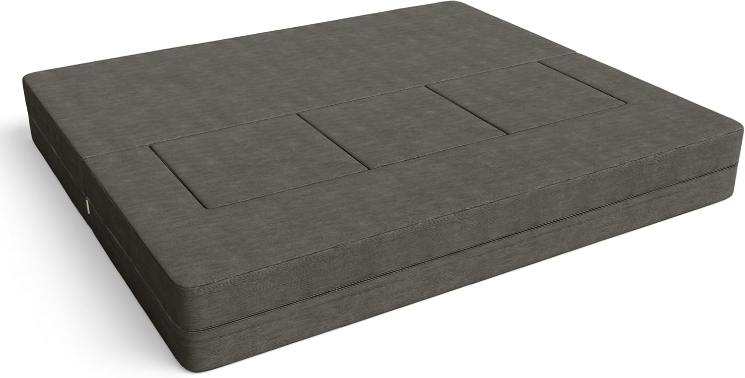 Jaxx Zipline Convertible Sleeper Sofa & Three Ottomans/California King-Size Bed, Textured Microvelvet - Charcoal