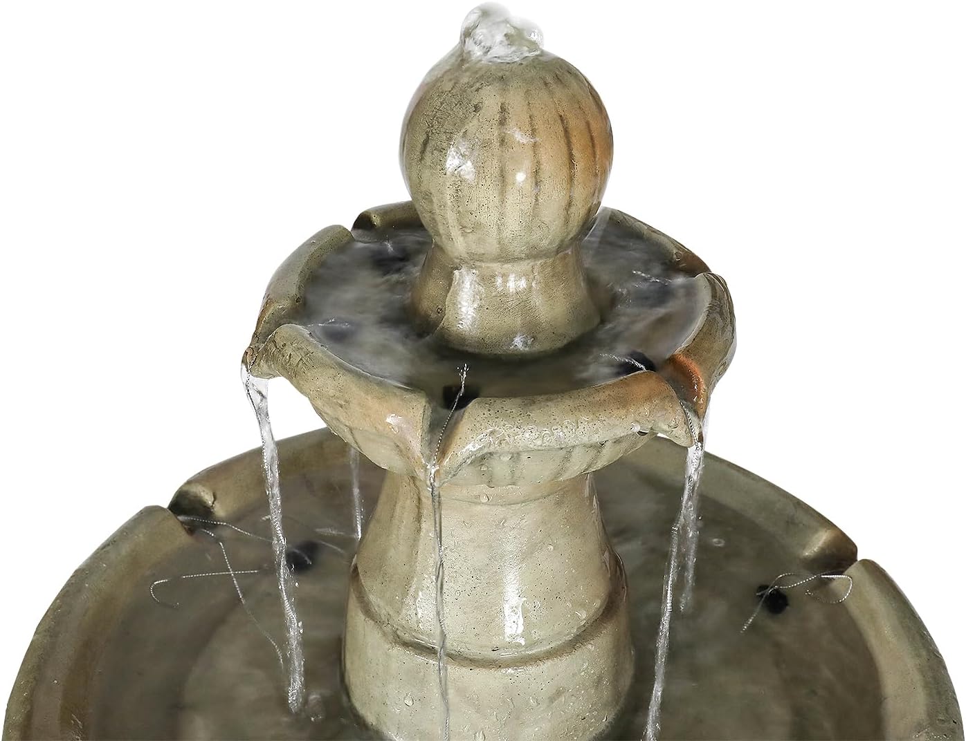 SunJet 51.5' High 3-Tiers Modern Concrete Outdoor Water Fountain - Round Large Outdoor Fountains and Waterfalls for Garden, Patio, Yard, and Deck Decor, Featuring Natural Stone Look