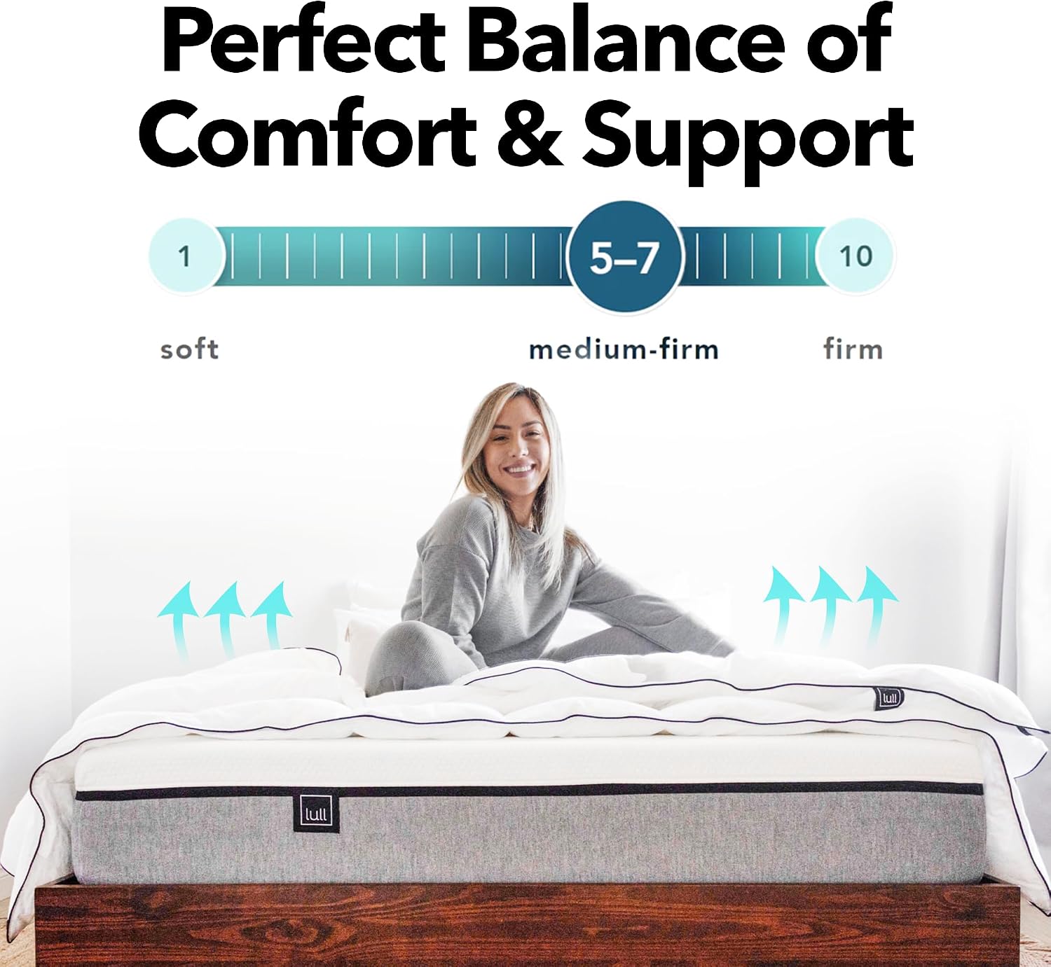 Lull Original 10 Inch Firm Queen Mattress – 5 Layer Memory Foam Queen Mattress with Cooling Gel Tech – Highest Density & Therapeutic Support for All Positions – 365 Night Trial Mattress in a Box