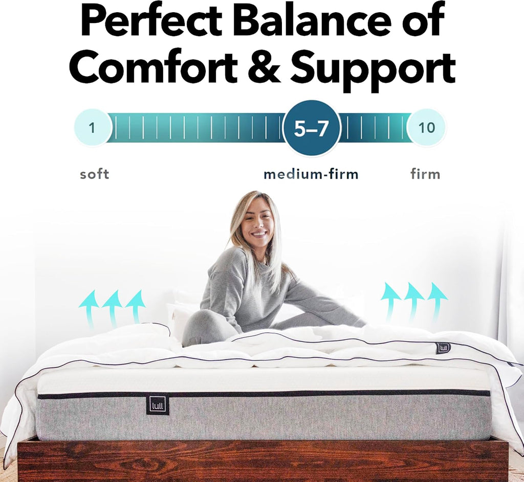 Lull Original 10 Inch California King Mattress – 5 Layer Memory Foam Mattress in a Box – Medium-Firm Cooling Gel Foam Bed Mattress with Breathable Cover & 365-Night Trial – White-Grey