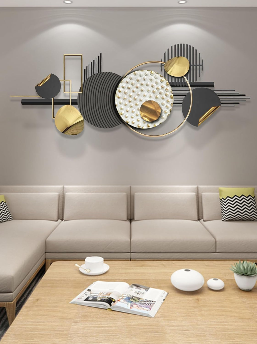 Wall Art Decor Wall Art Framed Minimalist Abstract Geometric Wall Sculptures Decoration Large Size 59 × 20 Inch Wall Decor Aesthetic Bathroom Bedroom Living Room Kitchen Home Office Wall Hanging