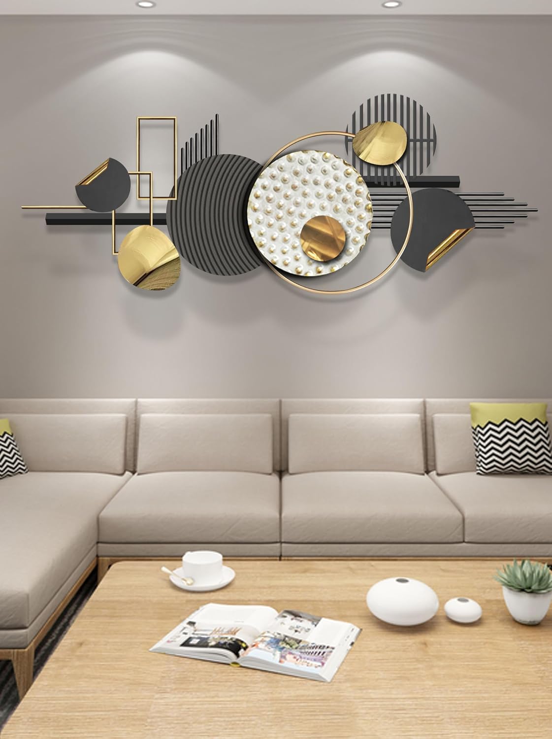Wall Art Decor Wall Art Framed Minimalist Abstract Geometric Wall Sculptures Decoration Large Size 59 × 20 Inch Wall Decor Aesthetic Bathroom Bedroom Living Room Kitchen Home Office Wall Hanging
