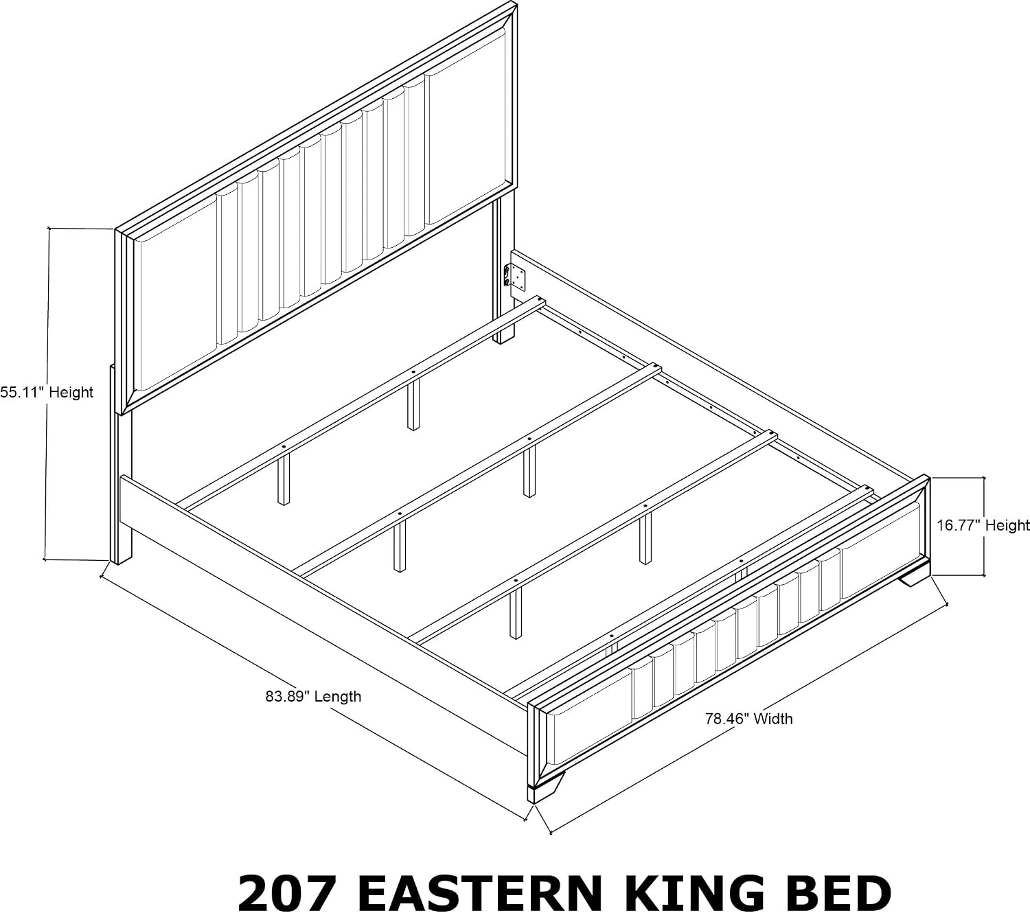 KB Designs – 5-Piece Contemporary Bedroom Set with King or Queen Size Upholstered Bed, Dresser, Mirror, Chest and Nightstand, Channel Tufted Headboard and Footboard Design, Walnut Finish