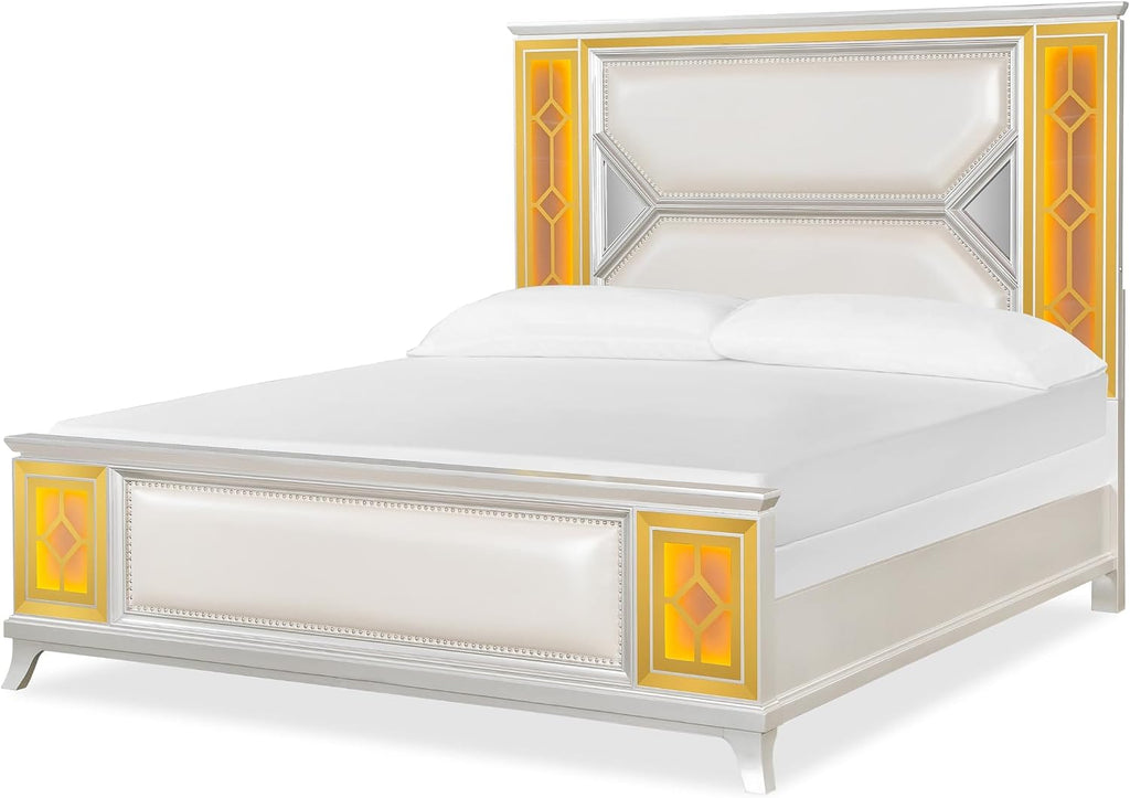 First of a Kind Claire Traditional 5 Piece King Bedroom Set with Upholstered Tufted Headboard Elegant European Inspired Design Coordinated Furniture Collection