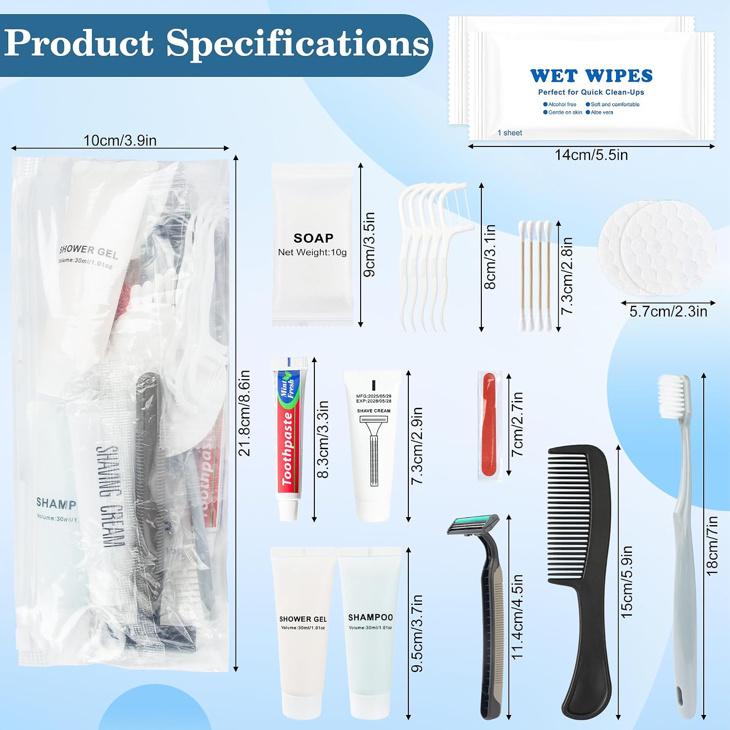 Hygiene Kit, Individually Packaged Convenience Kits In Bulk, Personal Hygiene Kit Suitable for Hotels, Camping, Home Use, And Travel (100-PACK)