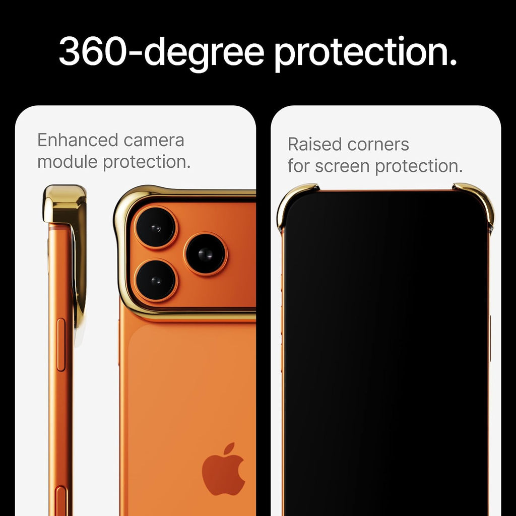 Arc Pulse Compatible with iPhone 17 Pro Max Phone Case (2025), Minimalist Protective Shock Absorption Aerospace Grade Aluminum Shells + Elastomer Inlays Easy Fit 6.9 inch Gold