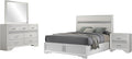 Coaster Home Furnishings Miranda Contemporary 4-Piece Bedroom Set Fabric Upholstered Queen Size Panel Bed Frame 54-inch Headboard White 205110Q-S4