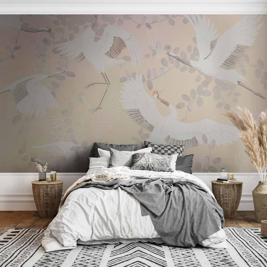 artgeist Premium Wall Mural Nature 157x110 in - Non-Woven Wallpaper Fleece Wall Decor Photo Print Picture Image Design Home Mural Crane Birds Landscape g-C-10094-a-a