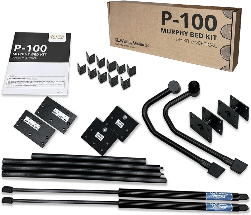 Wilding Wallbeds Murphy Bed Mechanism Kit, Twin Size, DIY Piston Lift Hardware for Cabinet Bed, Easy to Follow Instructions, Supports 1,500lbs