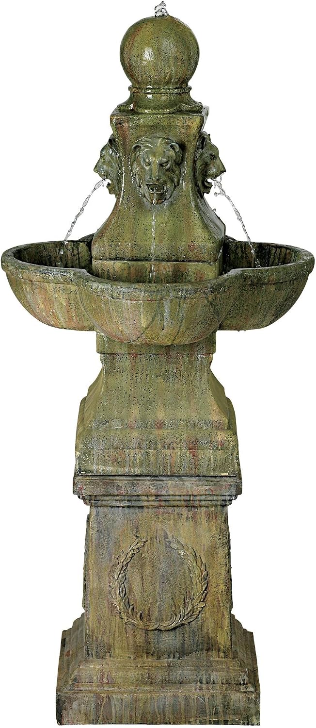 Royal Lion 54' High Large Italian Outdoor Decor Faux Stone Floor Fountain Standing Pedestal Tall Bubbler Water Feature for Outside Garden Patio Yard Backyard Porch Deck Relaxation - John Timberland
