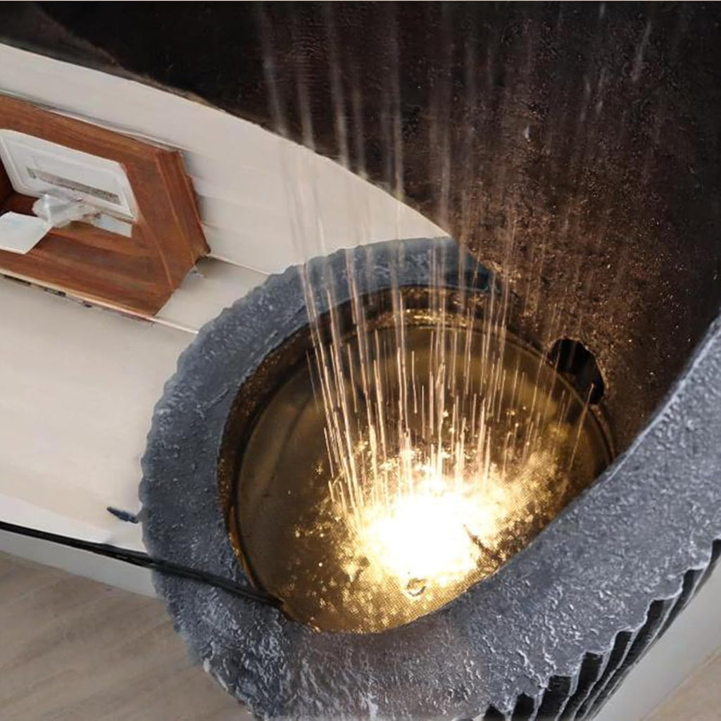 Large Spiral Waterfall Fountain with LED and Planter - Indoor/Outdoor Resin Garden Water Feature, Decorative Waterfalls & Fountains for Patio, Yard 11.8'x11.8'x39.4'(Gray) (Deep Gray)