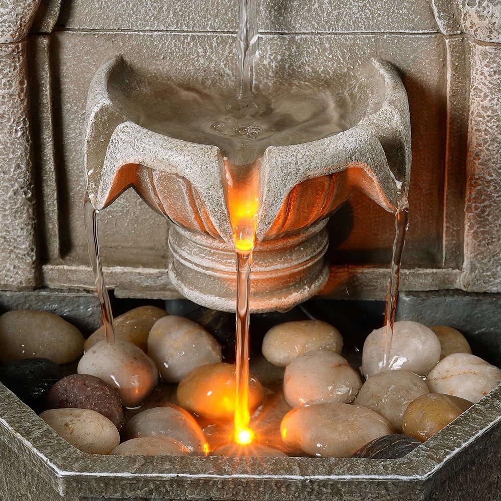 Tabletop Fountain Sun Desktop Fountain Resin Running Water Ornaments Circulating Water Small Vintage Fountain Home Decoration Home Fountain