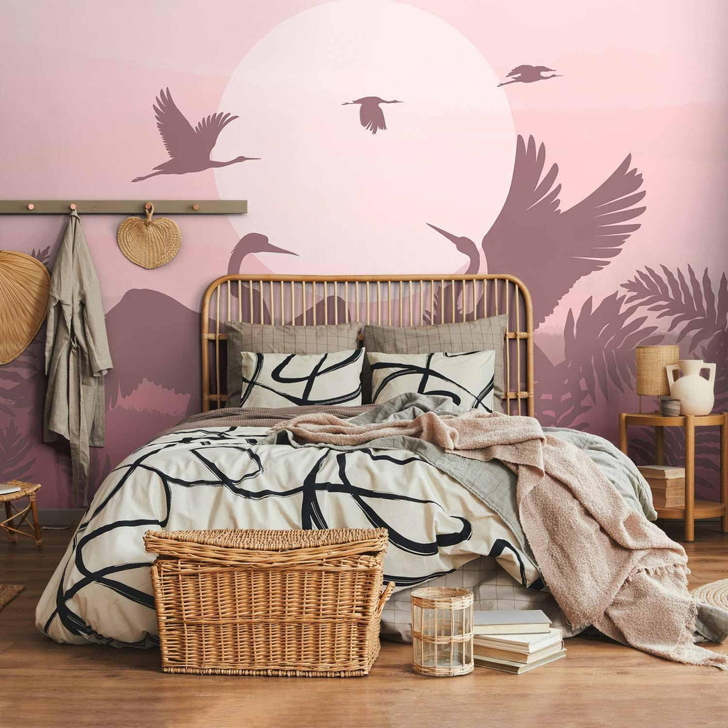artgeist Premium Wall Mural Nature 157x110 in - Non-Woven Wallpaper Fleece Wall Decor Photo Print Picture Image Design Home Mural Crane Birds Landscape g-C-10093-a-c
