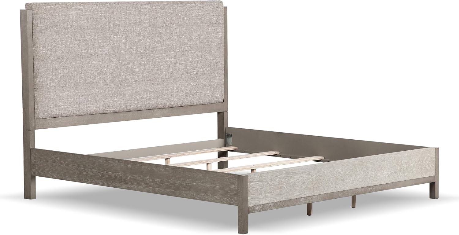 Furniture of America Burnett Solid Wood 5-Piece Bedroom Set, Queen-Size Bed with Padded Headboard, Felt-Lined Top Drawer, Stability and Durability Frame, Box Spring Required, Gray