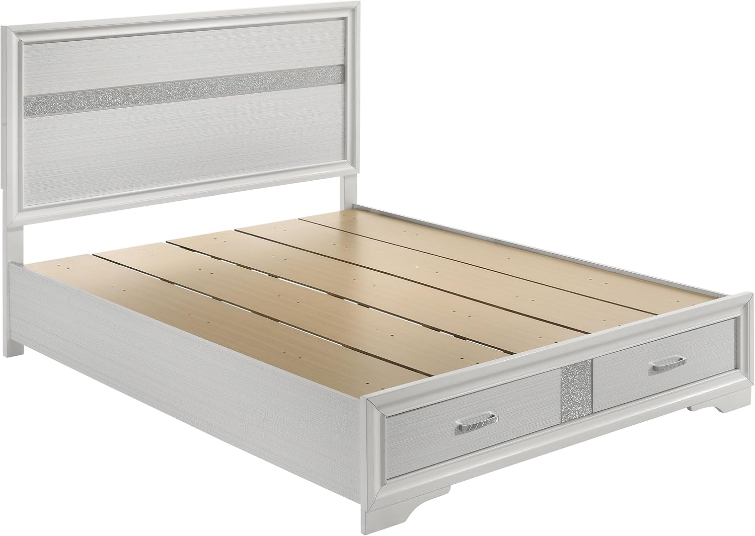 Coaster Home Furnishings Miranda Contemporary 5-Piece Bedroom Set Queen Size Storage Panel Bed Frame 50-inch Headboard White 205111Q-S5