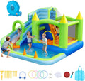 VEVOR Inflatable Water Slide Bounce House with Blower, Compact 5-in-1 Kids Bouncy Castle with Slide Splash Pool Climbing Wall Basketball Hoop & Bounce Area for Kids