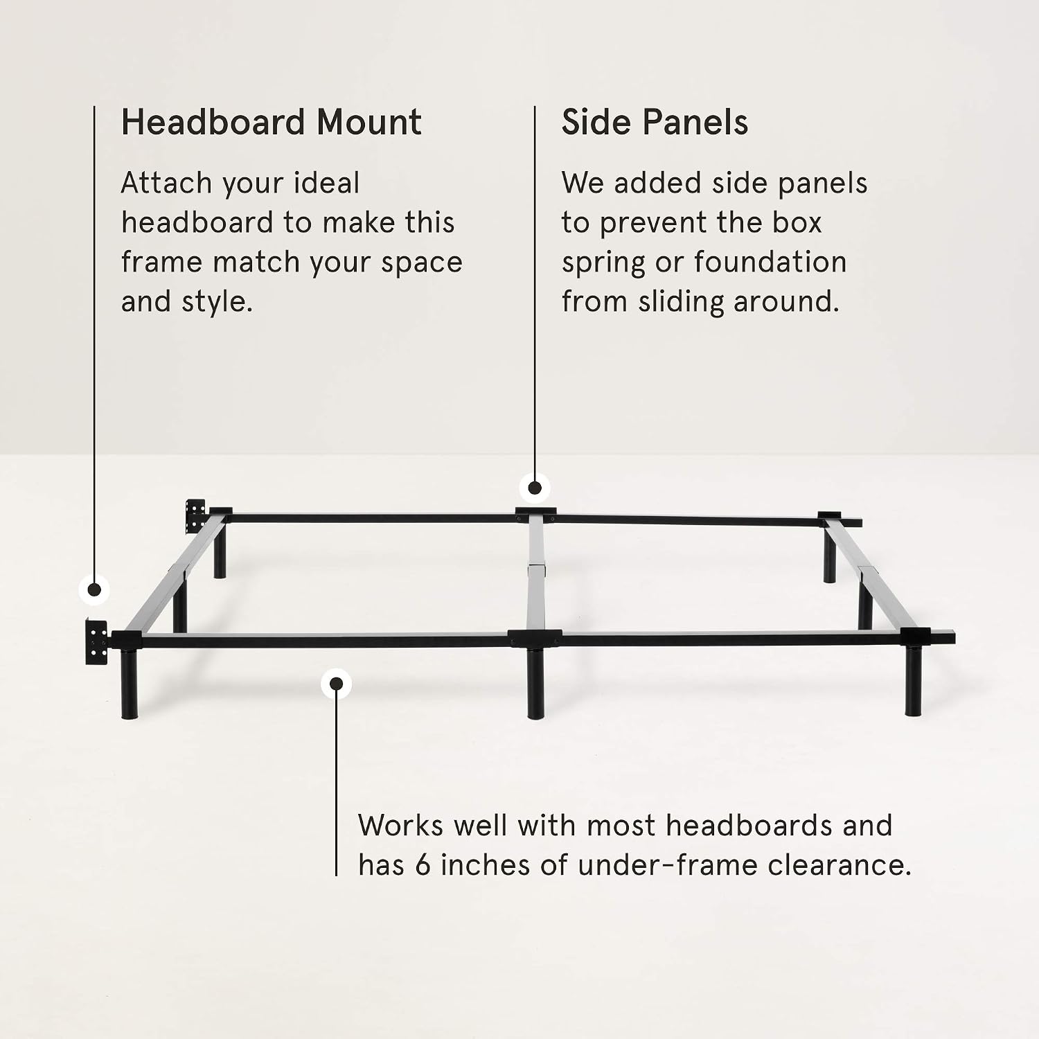 Tuft & Needle Metal Base Bed Frame for Twin XL Mattresses; Simple Tool-Less Assembly Durable Powder-Coated Black Steel; 5-Year Limited Warranty; GREENGUARD Gold Certified