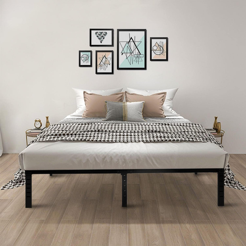 Queen Bed Frame, 16 Inches Metal Platform Bedframe with Steel Slat Support, Hold up to 3500lbs, Noise-Free, Easy Assembly