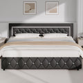 BarnFurin King Bed Frame with Diamond Tufted Headboard, Faux Leather Upholstered Bed with Wooden Slats Support, No Box Spring Needed, Mattress Foundation, Easy Assembly, Gray