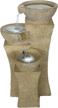 Veneto - 26' Three Bowl Cascading Waterfall Rock Fountain with LEDs