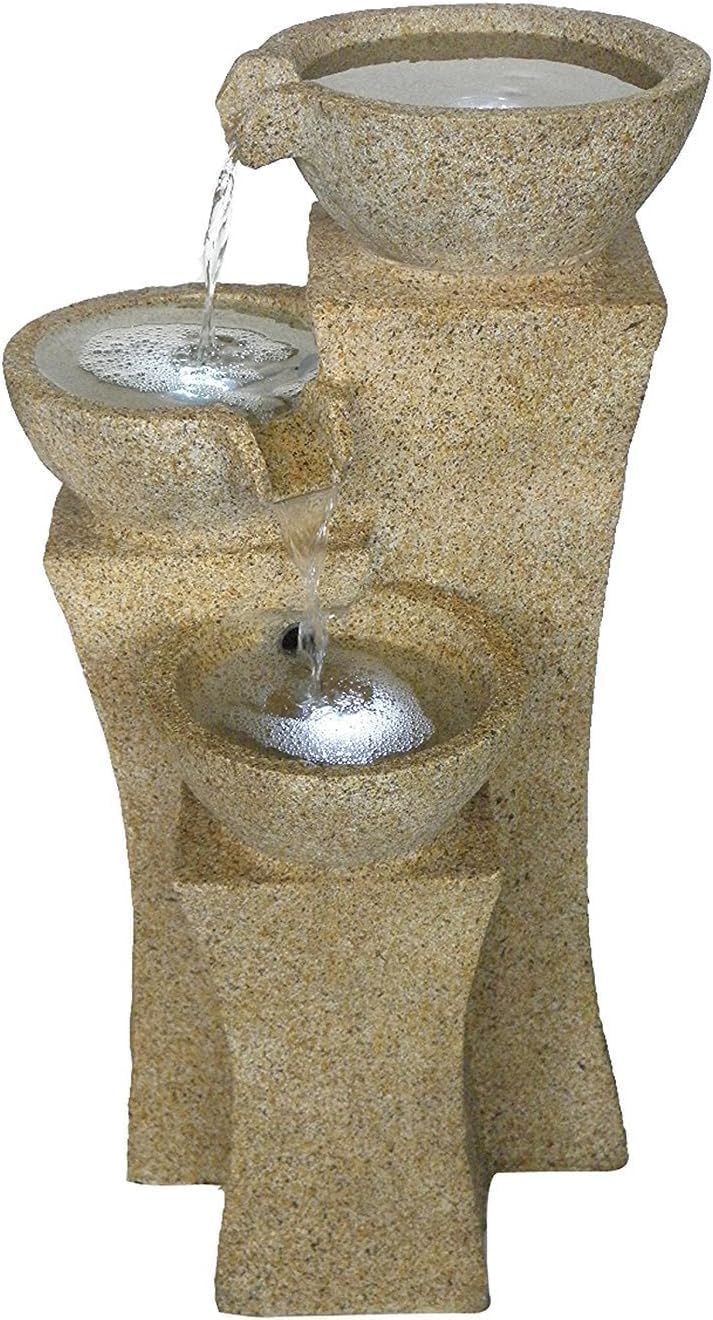 Veneto - 26' Three Bowl Cascading Waterfall Rock Fountain with LEDs