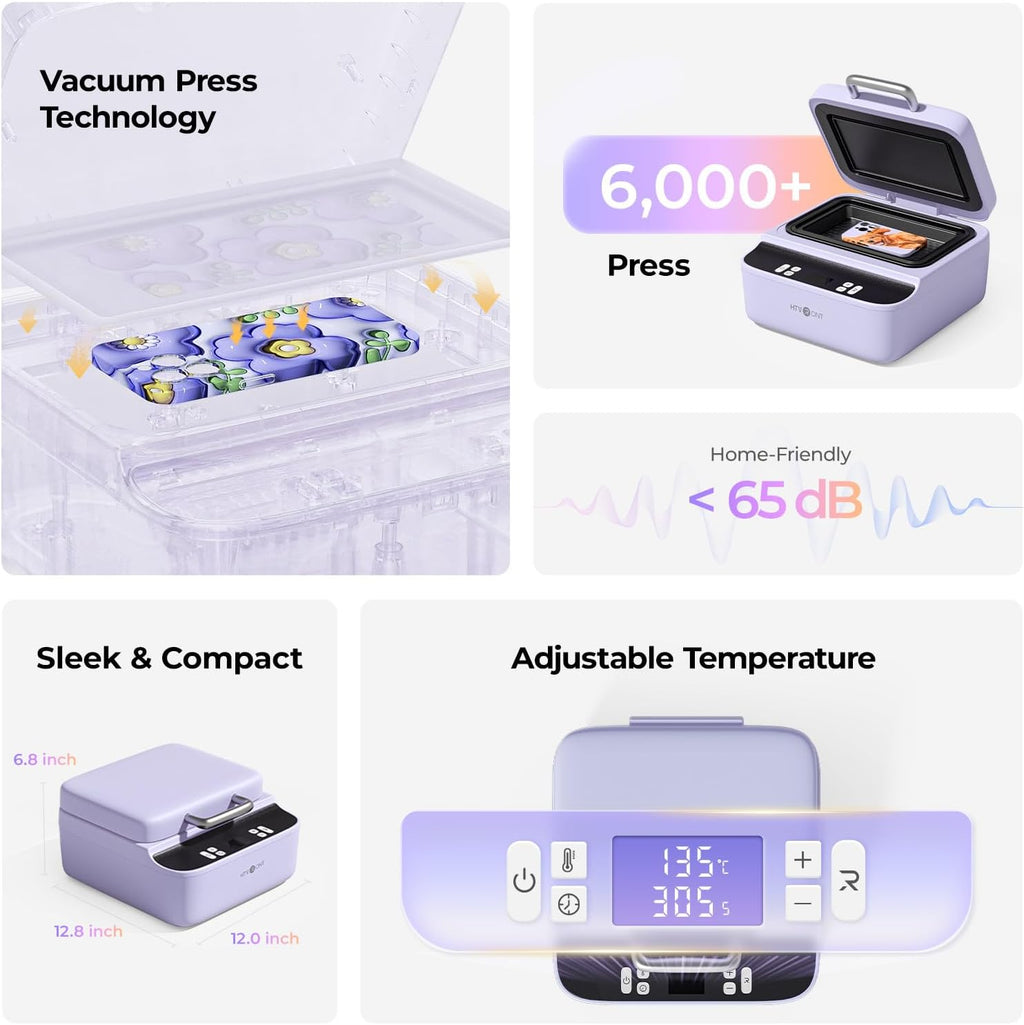 HTVRONT Phone Case Heat Press Machine Compatible with iPhone - H17 Phone Case Auto Heat Press with 3D Vacuum Heat, Precise Temperature Sublimation Phone Case Press Machine for Badges, Coasters, etc