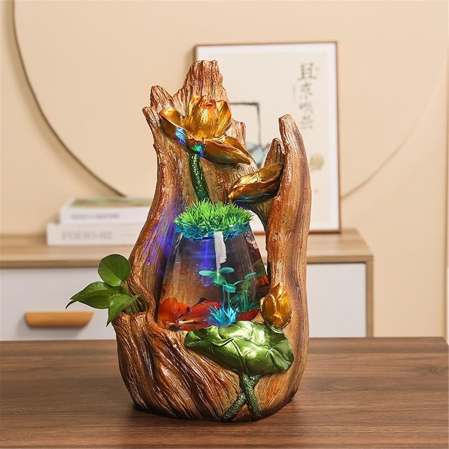 Tabletop Fountain Waterfall Tabletop Fountain Small Home Desktop Fish Tank Water Circulation Ornaments