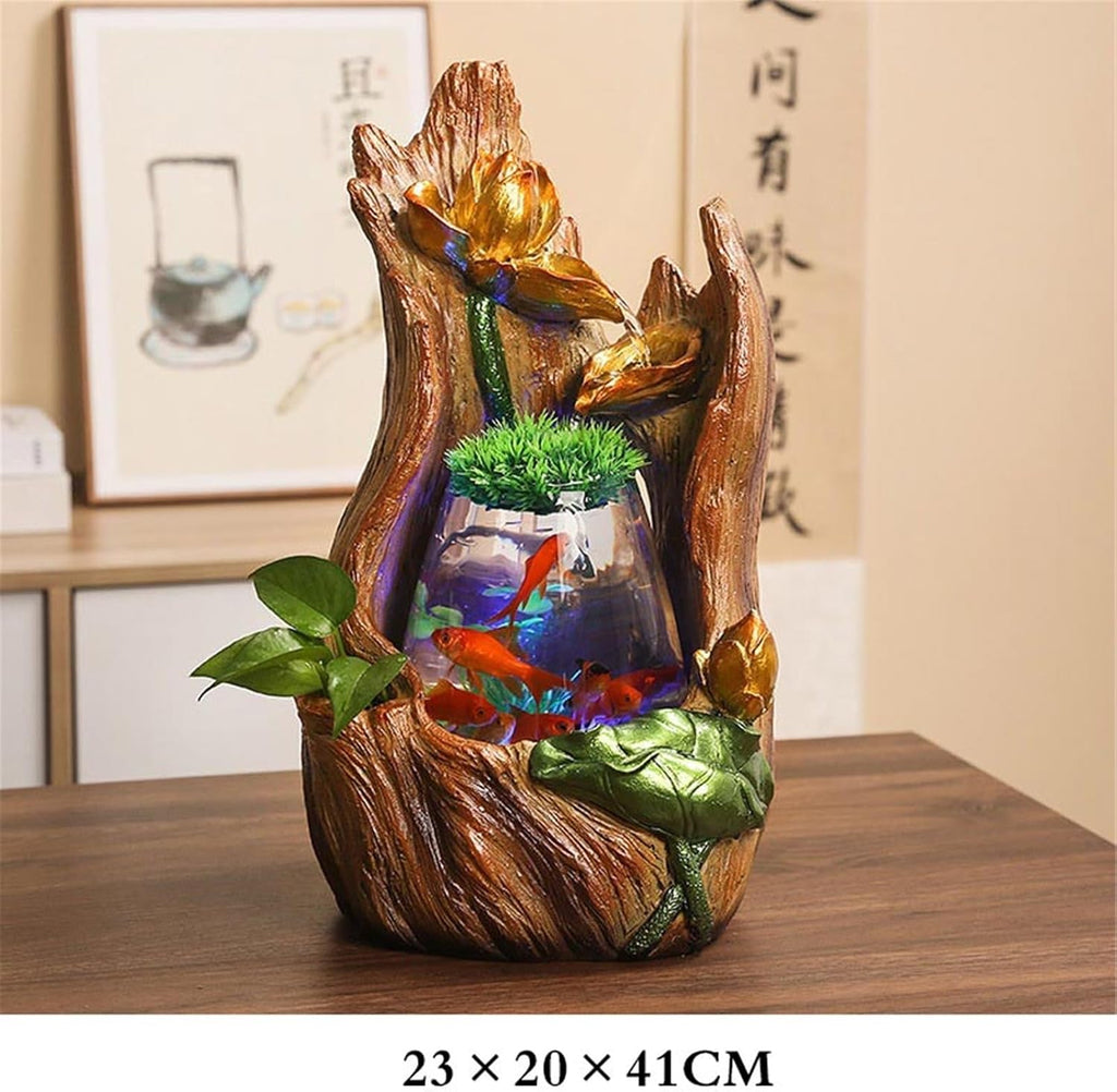 Tabletop Fountain Waterfall Tabletop Fountain Small Home Desktop Fish Tank Water Circulation Ornaments