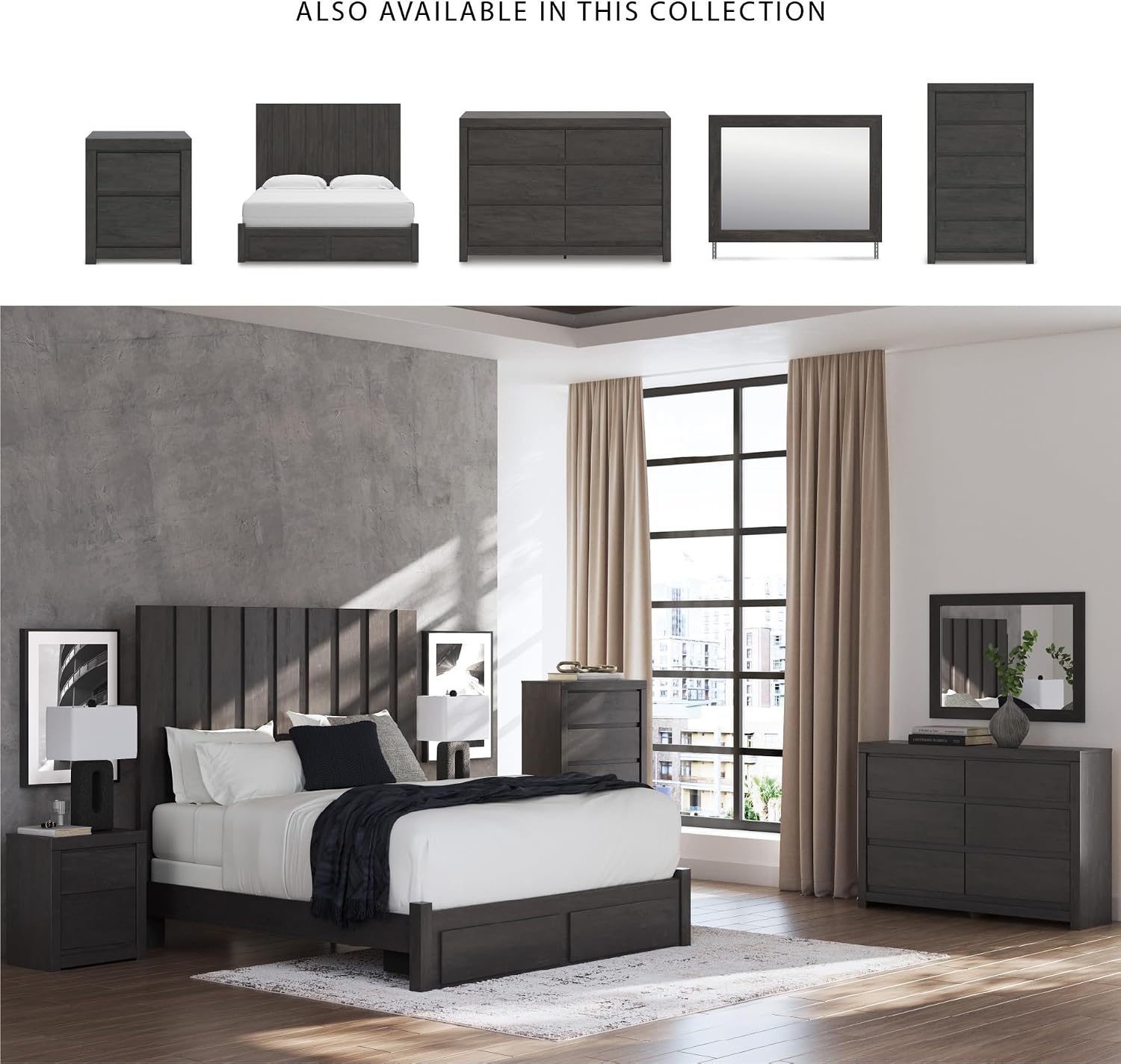 Signature Design by Ashley Parlayon Casual 5-Drawer Chest of Drawers with Safety Stop, Gray