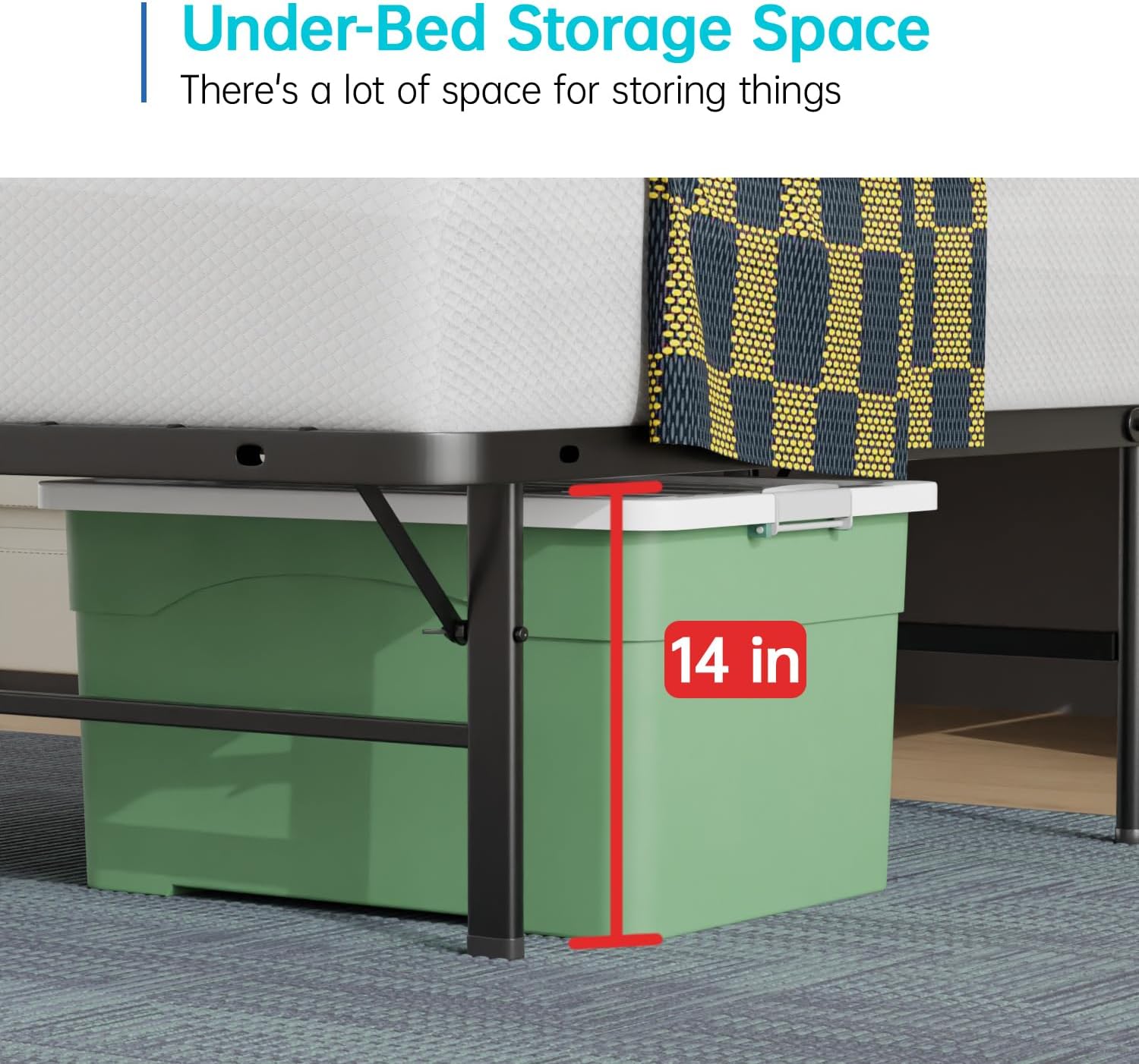 BestMassage | King Bed Frame | Metal | Heavy Duty Steel Slats with 12 Legs | Foldable | Sturdy, No Box Spring Needed | Easy to Assemble with Under-Bed Storage | Furniture for Home, Dorms