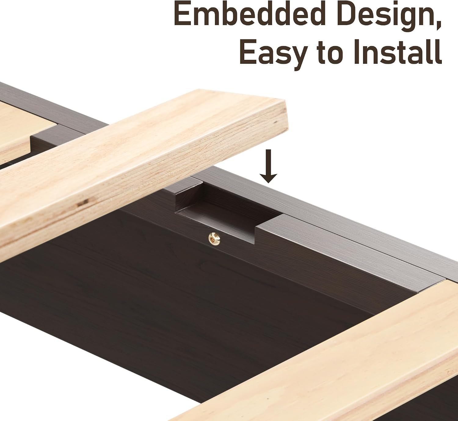 Lifezone King Bed Frame with Headboard, Solid Wood Bed Frame King Size with Charging Station & RGB LED, Wood Slats Support, Noise-Free, Sturdy Structure, Easy Assembly, Walnut