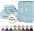 Bella Coterie 6 Piece Luxury Bamboo Viscose King Size Sheet Set | 100% Organically Grown | Cooling for Hot Sleepers | 18' Deep Pocket | Soft & Hypoallergenic | 4 Pillowcases [Coastal Blue]