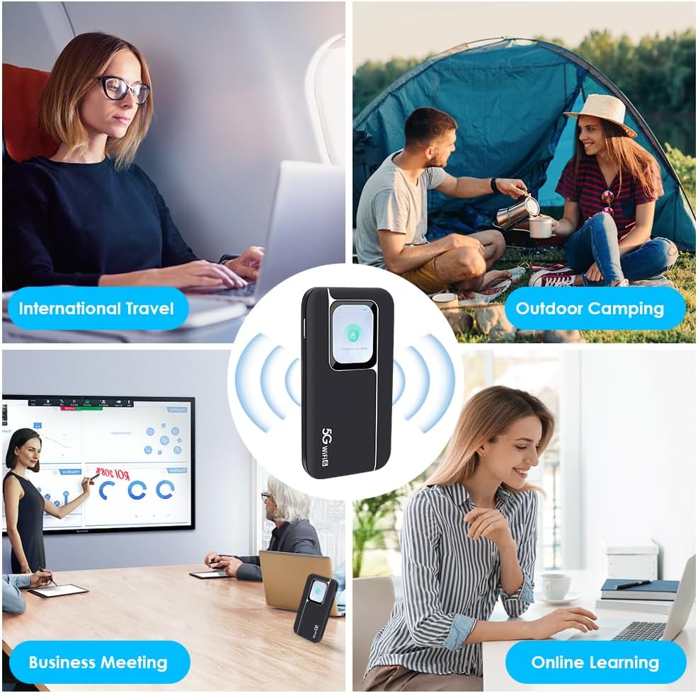 5G Band Router High Speed Mobile Hotspot 2.01 Inch Screen Portable Hotspot Mobile Hotspot Device for Travel Business, Support Up to 16 Devices, Large Touch Screen
