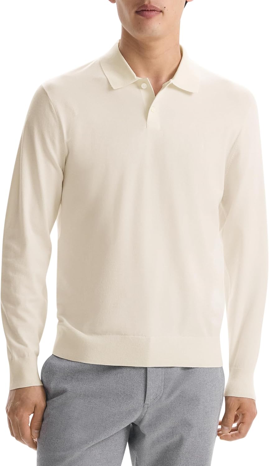 Theory Men's Goris Polo Long Sleeve in Light Bilen