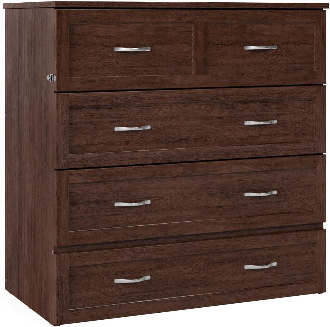 AFI, Northfield Murphy Bed Chest Twin XL with 6' Mattress, Storage Drawer & Built-in USB Charger, Burnt Amber