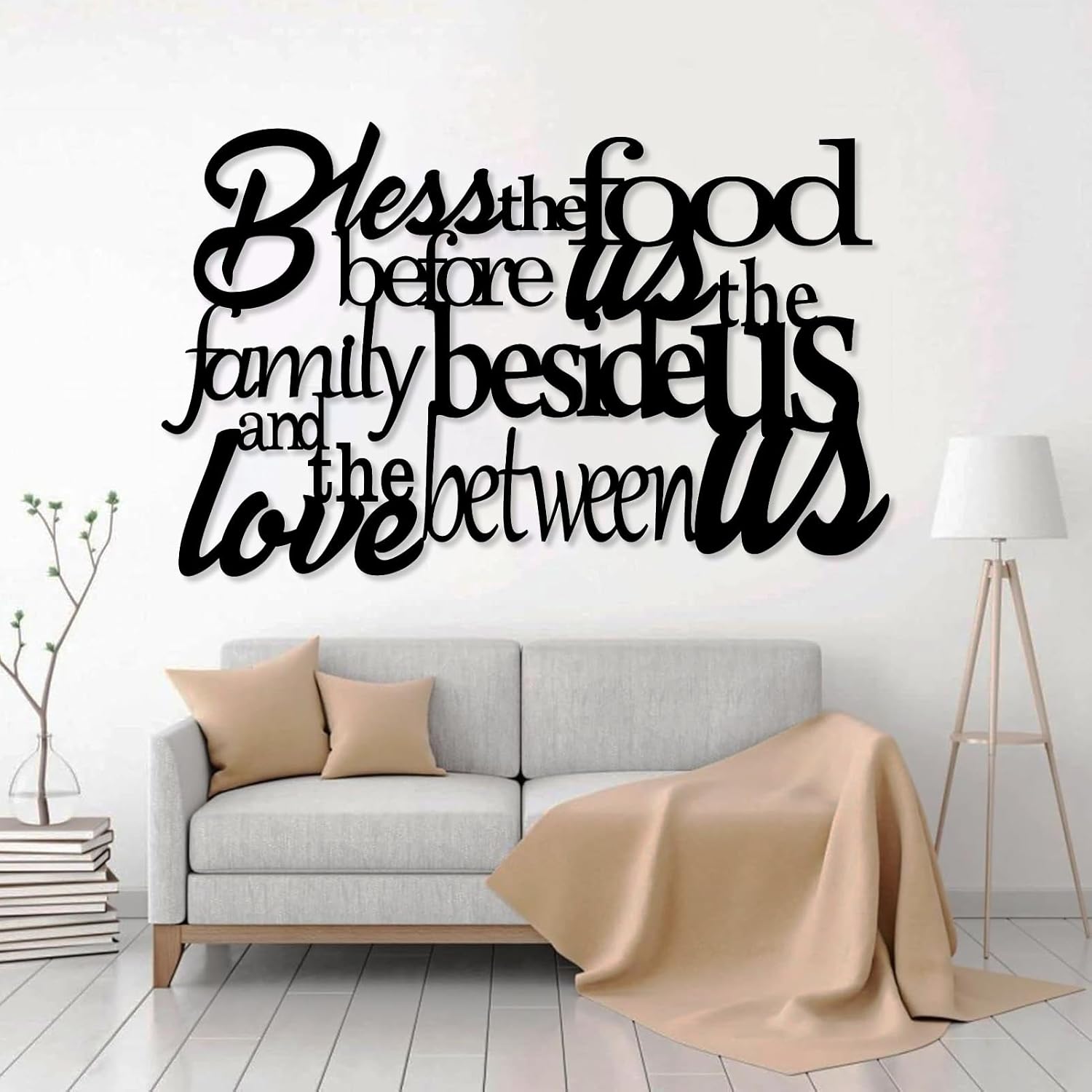 Bless The Food before Us Metal Wall Decor, Prayer Wall Decor, Prayer Wall Art, Word Art Wall Decor, Word Wall Decor, Word Metal Wall Art, Dinner Prayer Wall Decor, Dining Room Wall Decor (Black, 30x19in|76x48cm)