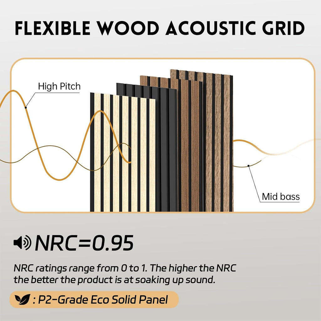 RITOLLO 4 Pack Wood Panels for Wall, 92.5'×12.6' Wood Slat Acoustic Panels for Wall, Soundproof Panels, 3D Fluted Panels for Interior Wall Decor (Black)