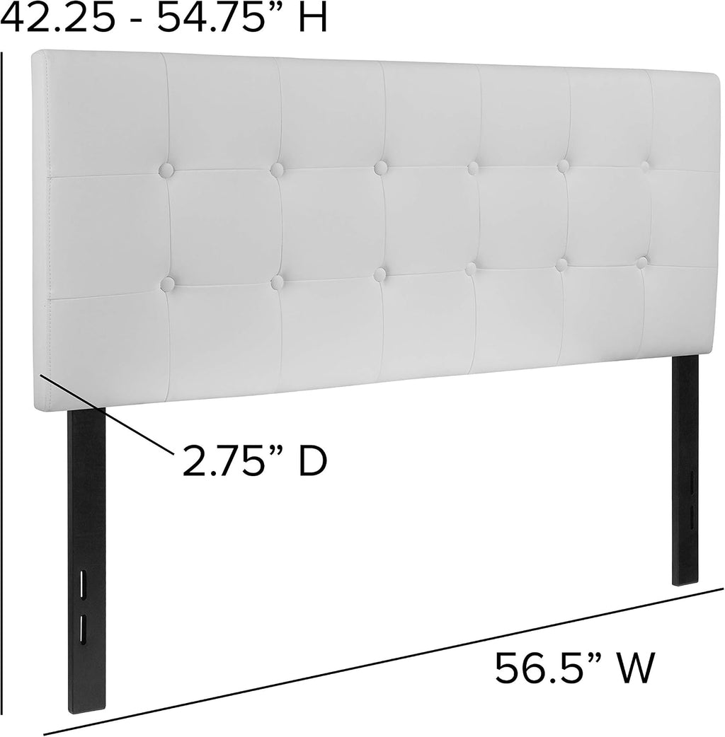 Flash Furniture Lennox Tufted Upholstered Full Size Headboard in White Vinyl