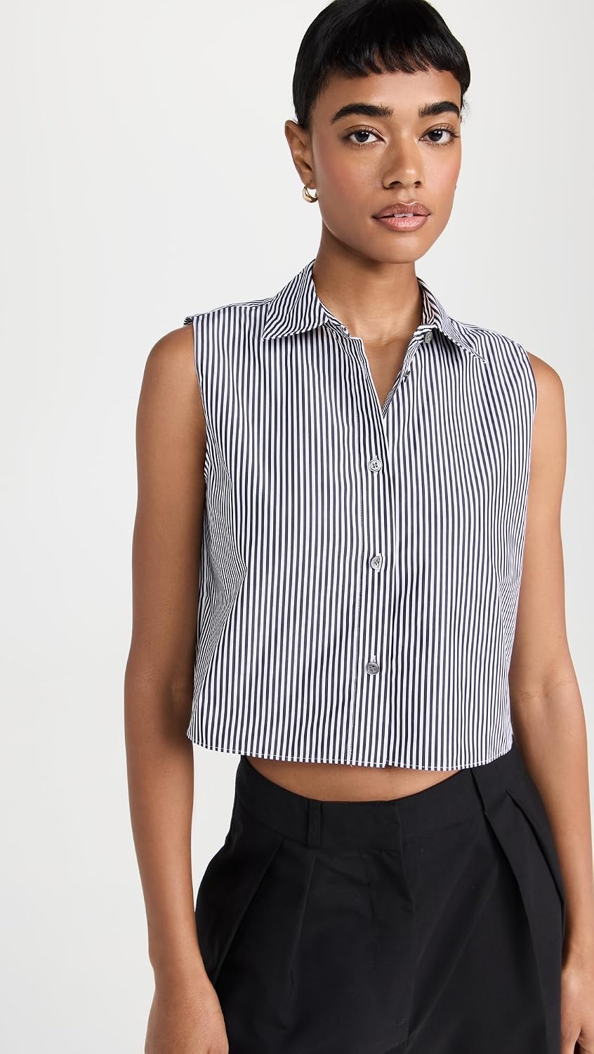Theory Women's Sleeveless Crop Classic Shirt