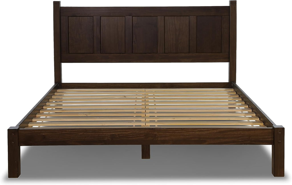 Grain Wood Furniture Shaker Solid Wood Panel Platform Bed, King Size, Expresso