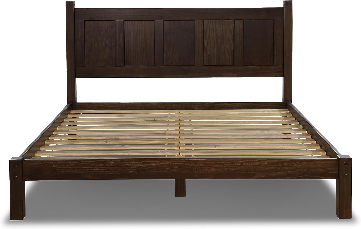 Grain Wood Furniture Shaker Solid Wood Panel Platform Bed, King Size, Expresso