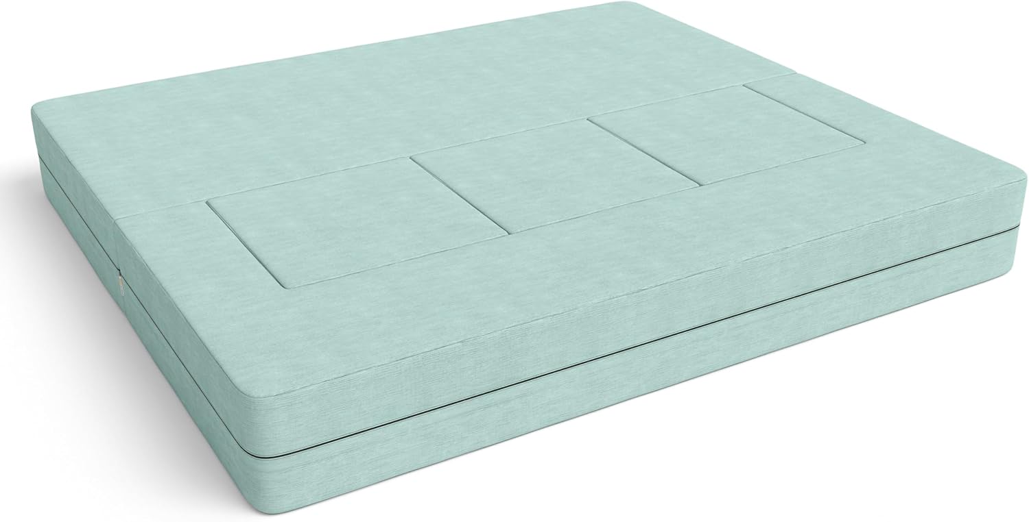 Jaxx Zipline Convertible Sleeper Sofa & Three Ottomans/California King-Size Bed, Textured Microvelvet - Caribbean